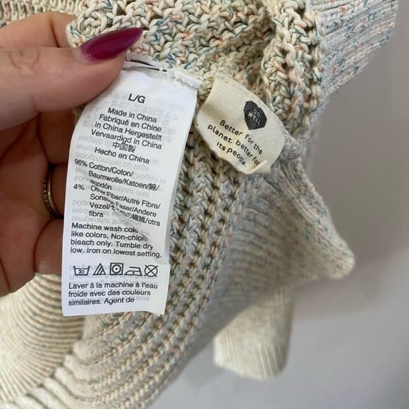 Madewell Seville Open Knit Rainbow Marled Pullover Sweater L Boho Chic - Picture 7 of 8